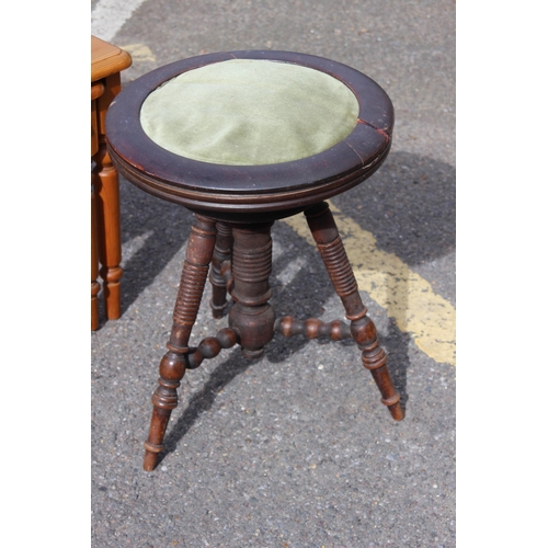 84 - ANTIQUE SWIVEL TOP STOOL AND NEST OF TABLES - TOP A/F
55 X 44CM