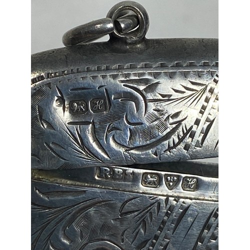 745 - UNUSUAL SWIRL PATTERN BRIGHT-CUT SILVER VESTA CASE WITH VACANT CARTOUCHE BY ROLASON BROTHERS - CHEST... 