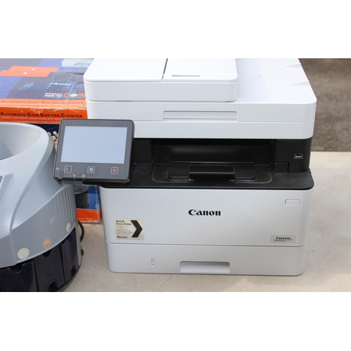 457 - CANNON PRINTER MF-443DW AND AUTOMATIC COIN SORTER