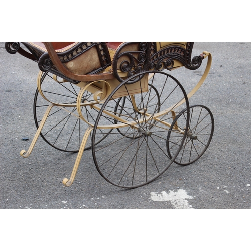 98 - ANTIQUE EARLY VICTORIAN PRAM 
133 X 58 X 98CM