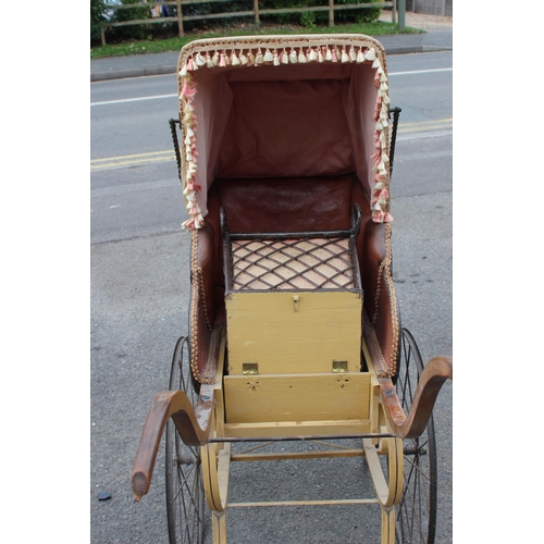 98 - ANTIQUE EARLY VICTORIAN PRAM 
133 X 58 X 98CM