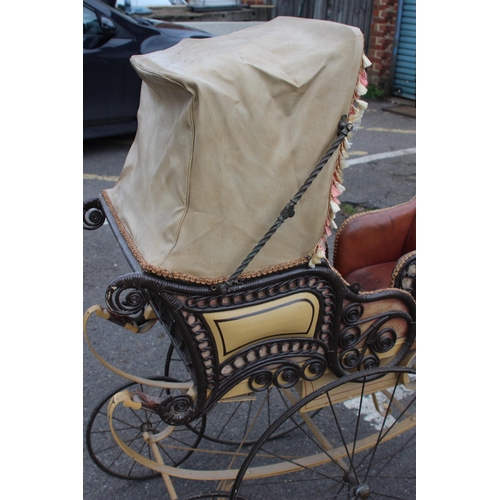 98 - ANTIQUE EARLY VICTORIAN PRAM 
133 X 58 X 98CM