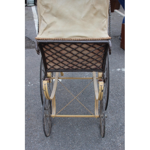 98 - ANTIQUE EARLY VICTORIAN PRAM 
133 X 58 X 98CM