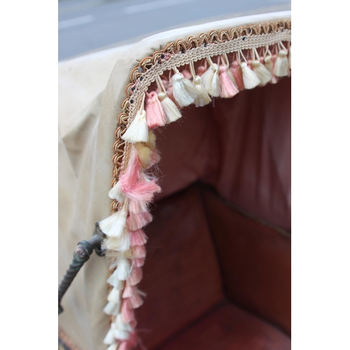 98 - ANTIQUE EARLY VICTORIAN PRAM 
133 X 58 X 98CM