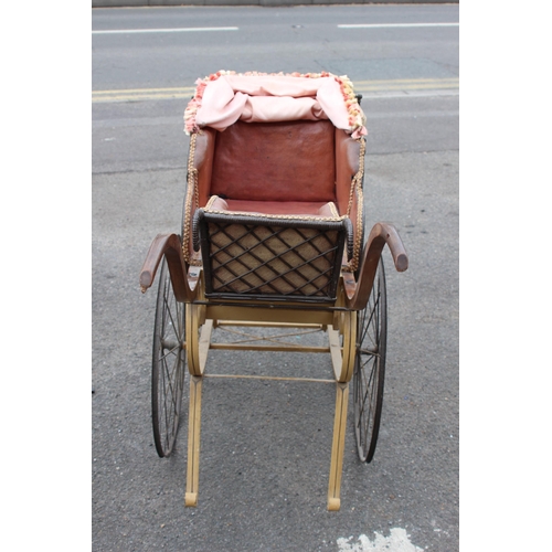 98 - ANTIQUE EARLY VICTORIAN PRAM 
133 X 58 X 98CM