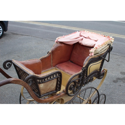 98 - ANTIQUE EARLY VICTORIAN PRAM 
133 X 58 X 98CM