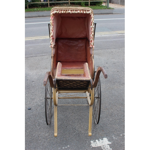 98 - ANTIQUE EARLY VICTORIAN PRAM 
133 X 58 X 98CM