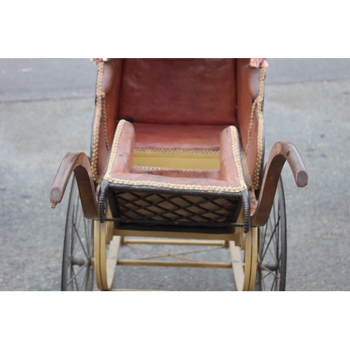 98 - ANTIQUE EARLY VICTORIAN PRAM 
133 X 58 X 98CM