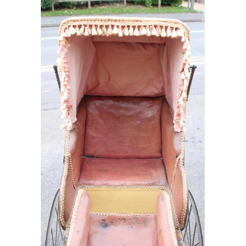 98 - ANTIQUE EARLY VICTORIAN PRAM 
133 X 58 X 98CM