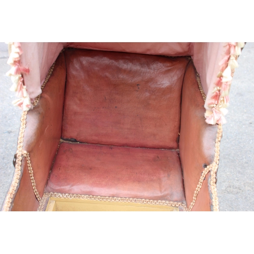 98 - ANTIQUE EARLY VICTORIAN PRAM 
133 X 58 X 98CM