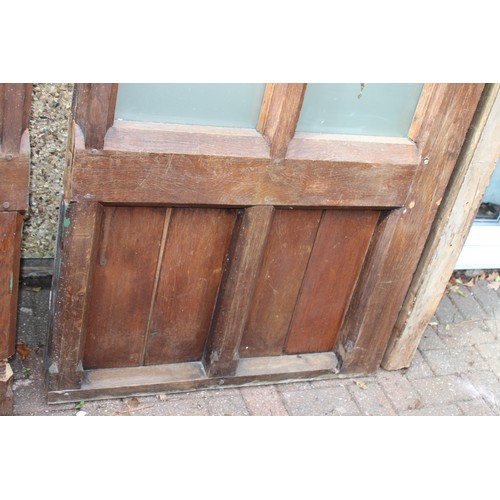 86 - VINTAGE OAK CHURCH DOORS 
195 X 88CM AND 195 X 48CM