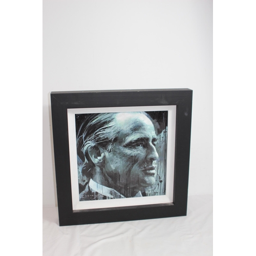 123 - ZINSKY MARLON BRANDO HAND EMBELLISHED CANVAS 
51 X 51CM