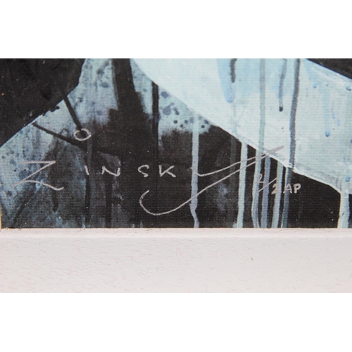 123 - ZINSKY MARLON BRANDO HAND EMBELLISHED CANVAS 
51 X 51CM