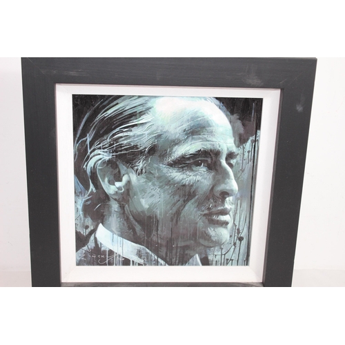 123 - ZINSKY MARLON BRANDO HAND EMBELLISHED CANVAS 
51 X 51CM