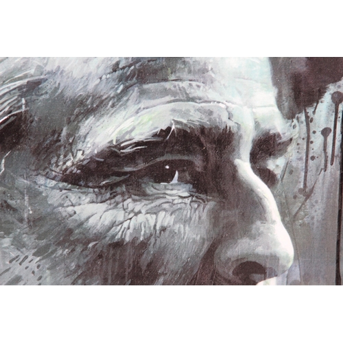 123 - ZINSKY MARLON BRANDO HAND EMBELLISHED CANVAS 
51 X 51CM