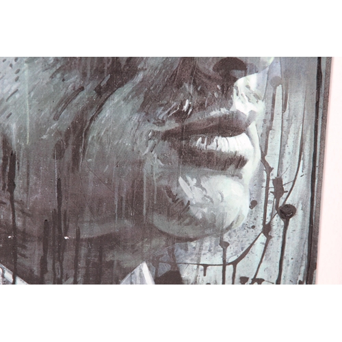 123 - ZINSKY MARLON BRANDO HAND EMBELLISHED CANVAS 
51 X 51CM