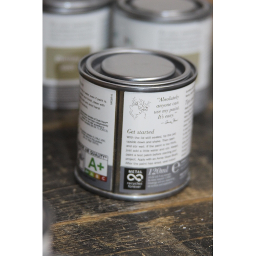 282 - ANNIE SLOAN 7 x 120ML TESTER CHALK PAINT POTS - NEW UNOPENED 3 X CHATEAU GREY, 2 X DUCK EGG BLUE, 1 ... 