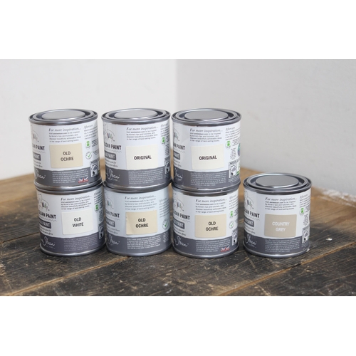 283 - ANNIE SLOAN 7 x 120ML TESTER CHALK PAINT POTS - NEW UNOPENED - 3 X OLD OCHRE, 2 X ORIGINAL, 1 X COUN... 