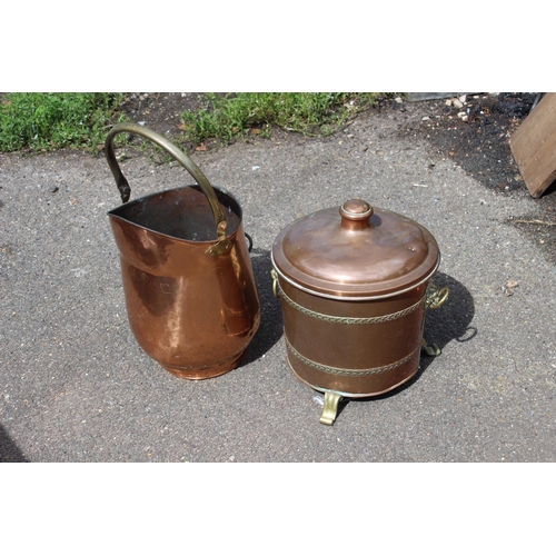 453 - COPPER COAL BUCKET AND SCUTTLE