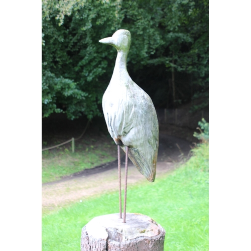 135 - CARVED WOODEN HERON - BIRD ONLY NEEDS REMOVING FROM TREE STUMP 
105CM