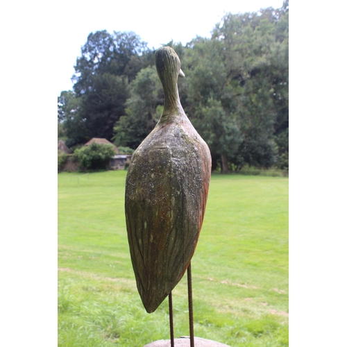 135 - CARVED WOODEN HERON - BIRD ONLY NEEDS REMOVING FROM TREE STUMP 
105CM