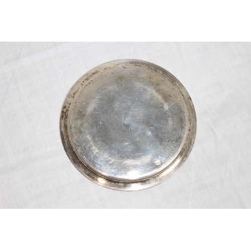 1064 - MIDDLE EASTERN SILVER WHITE METAL HIGHLY ENGRAVED DISH WITH MAKERS MARK TO THE BACK - 52G