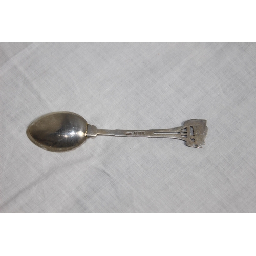 1068 - PAIR OF NOVELTY SILVER SPOONS WITH CAMERA FINIALS - BIRMINGHAM 1909 - 28G