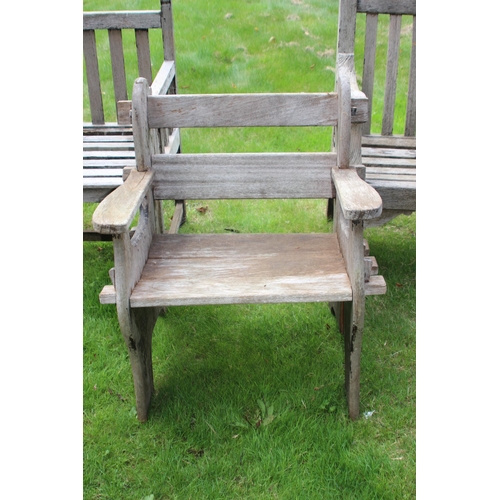 152 - 3 X WOODEN GARDEN CHAIRS AND TABLE 
92 X 92 X 95CM