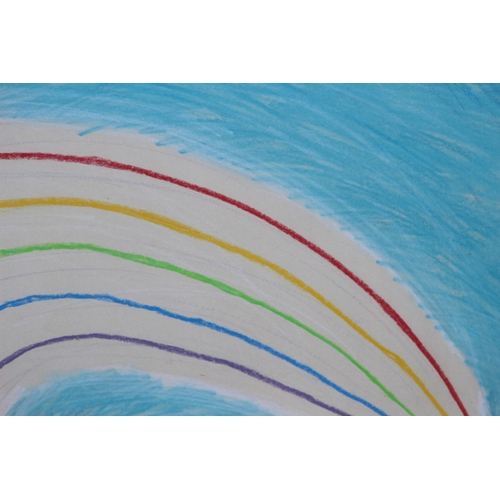 163 - RAINBOW FIGURE MIXED MEDIA PASTLE DRAWING 
88 X 67CM