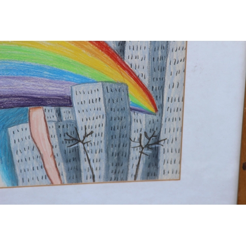 163 - RAINBOW FIGURE MIXED MEDIA PASTLE DRAWING 
88 X 67CM