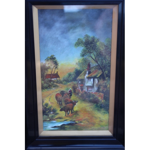 173 - VINTAGE OIL ON CANVAS SIGNED F.E WELTON PLUS 3 OTHERS 
74 X 54CM