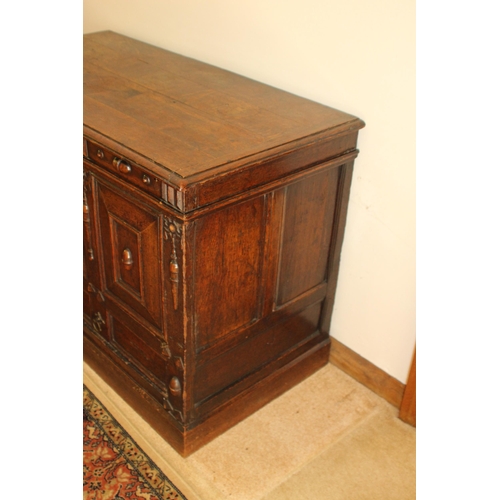 29 - EDWARDIAN OAK CARVED SIDEBOARD  
119 X 78 X 58CM