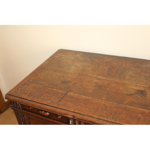 29 - EDWARDIAN OAK CARVED SIDEBOARD  
119 X 78 X 58CM