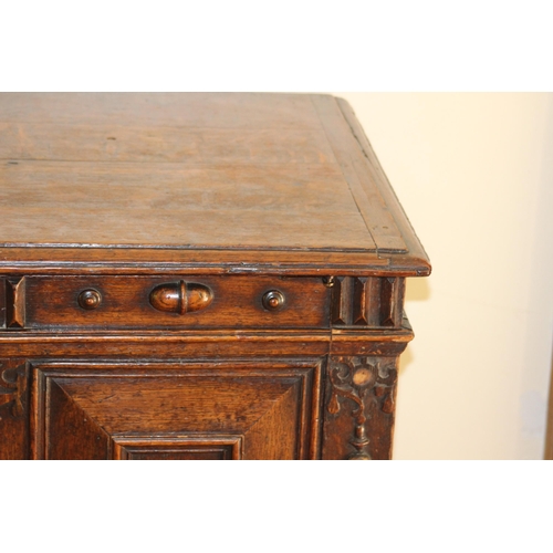 29 - EDWARDIAN OAK CARVED SIDEBOARD  
119 X 78 X 58CM