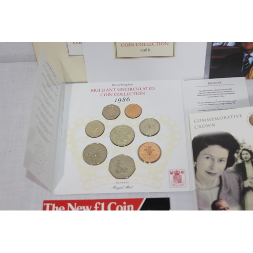 933 - 1986 BRILLIANT UNCIRCULATED COIN COLLECTION, GOLDEN ANNIVERSARY £5 COIN BLISTER PACK AND A 1983 £1 C... 