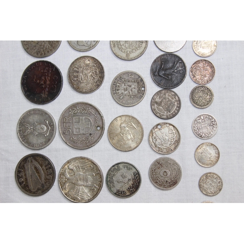 956 - SELECTION OF BRITISH, EUROPEAN AND WORLD SILVER COINS - 166G