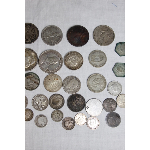 956 - SELECTION OF BRITISH, EUROPEAN AND WORLD SILVER COINS - 166G