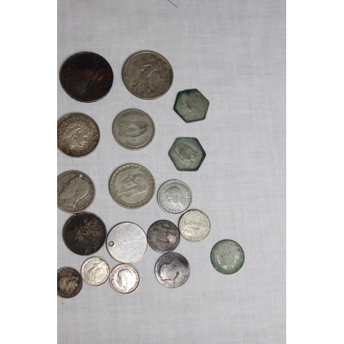 956 - SELECTION OF BRITISH, EUROPEAN AND WORLD SILVER COINS - 166G