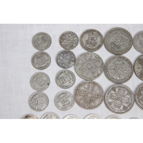 957 - QUANTITY OF BRITISH PRE 1947 SILVER COINS - 250G