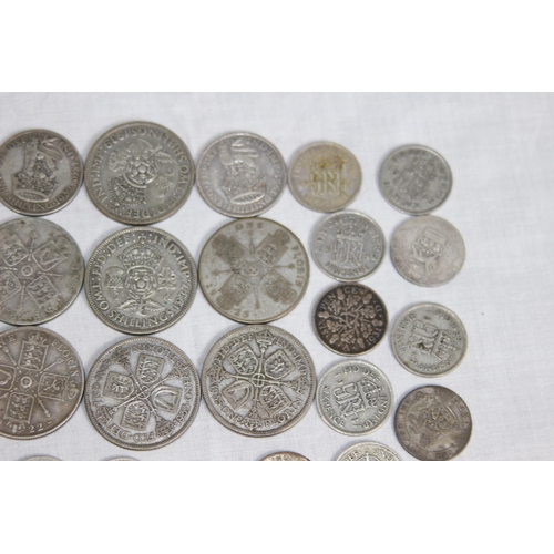 957 - QUANTITY OF BRITISH PRE 1947 SILVER COINS - 250G