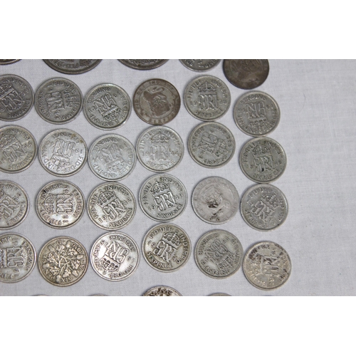 957 - QUANTITY OF BRITISH PRE 1947 SILVER COINS - 250G