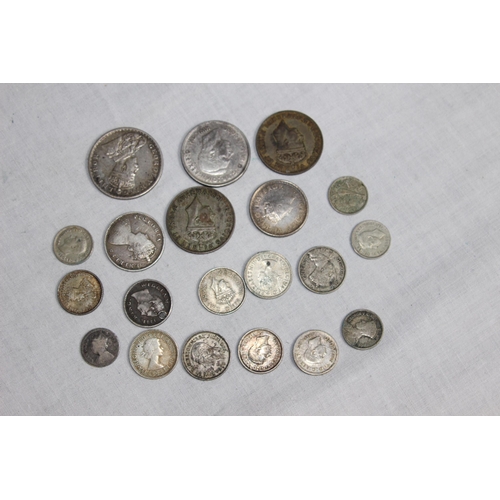 959 - QUANTITY OF 19TH CENTURY AND LATER COMMONWEALTH SILVER COINS FROM VARIETY OF COUNTRIES TO INCLUDE IN... 