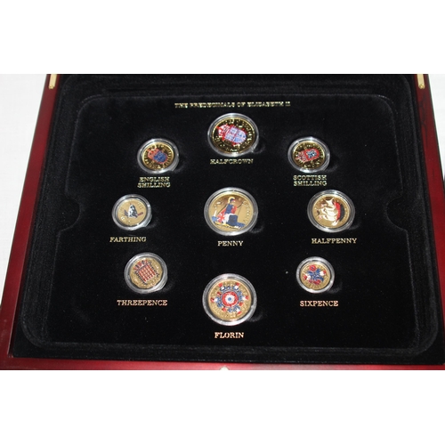 962 - CASECD SET OF THE CHANGING FACE OF BRITAINS COINAGE GOLD EDITION SET WITH IN TWO TRAYS