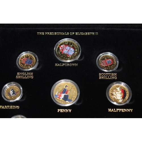 962 - CASECD SET OF THE CHANGING FACE OF BRITAINS COINAGE GOLD EDITION SET WITH IN TWO TRAYS