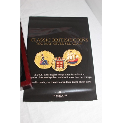 962 - CASECD SET OF THE CHANGING FACE OF BRITAINS COINAGE GOLD EDITION SET WITH IN TWO TRAYS