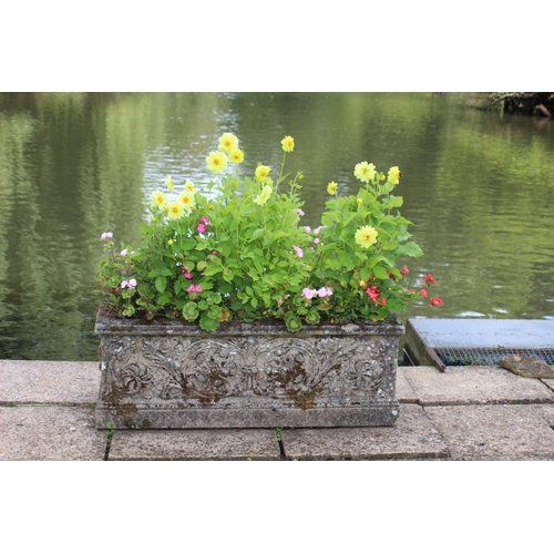 156 - LARGE STONE PLANTER 
109 X 38 X 40CM