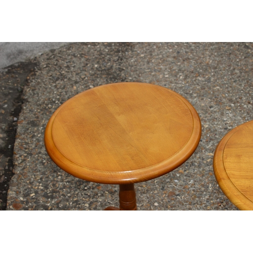 43 - 2 X PINE WINE TABLES 
44 X 58CM