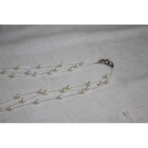 994 - BOXED ERNEST JONES SILVER AND FRESH WATER PEARL NECKLACE