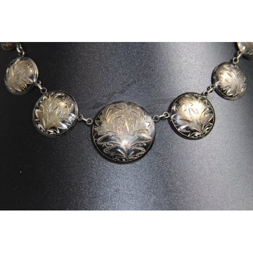 1003 - MIDDLE EASTERN SILVER 7 DISC BRIGHT-CUT NECKLACE