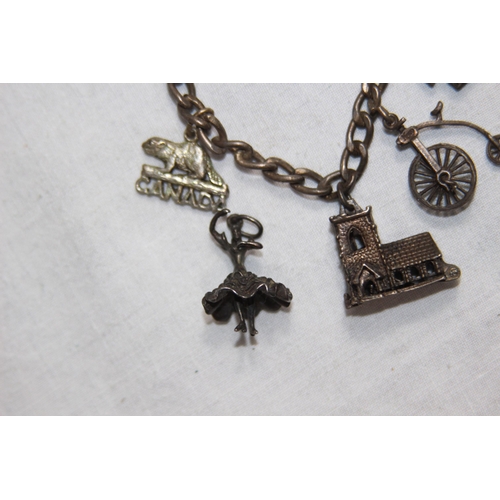 1011 - SILVER CHARM BRACELET - 39G